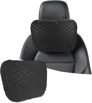 Suede Car Neck Pillow with Adjustable Elastic Strap Soft Vehicle Seat Headrest Cushion for Driving, Auto Neck Protector, Soft Neck Support Auto Interior Accessories【1 Piece】