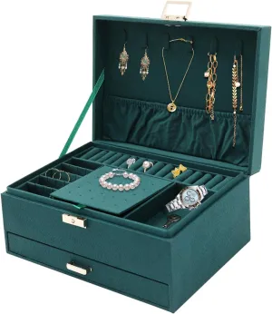 Suede Jewelry Organizer, Practical Jewelry Box, Classic Jewelry Storage Case,Stackable Compartments Jewelry Organizer and Storage