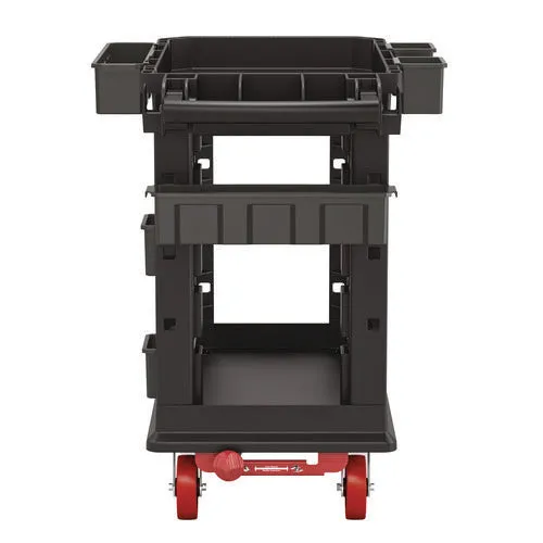 Suncast Commercial® Heavy Duty Plus Utility Cart, Plastic, 2 Shelves, 6 Bins, 500 lb Capacity, 19.5" x 41.78" x 34.81", Black