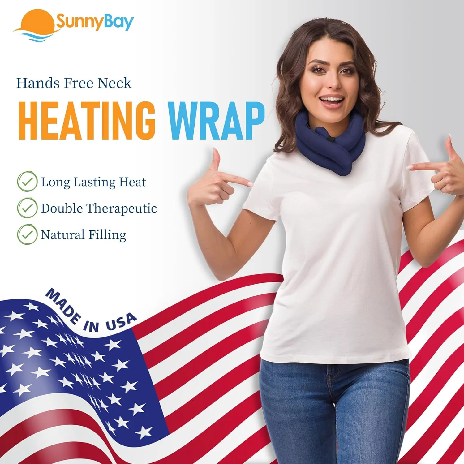 SunnyBay Microwave Heating Pad, Microwavable Heated Neck and Shoulder Wrap with Wide Neck Coverage, Hands-Free Moist Aromatherapy Hot Pack with Lavender, 26x7 Inches, 2.5 lbs, Made in USA, Navy Blue