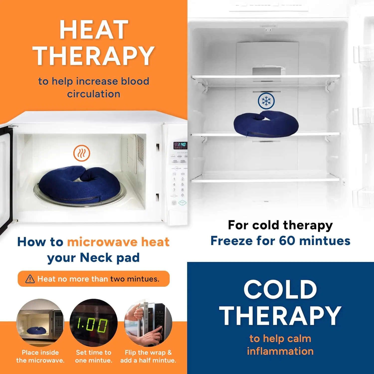 SunnyBay Microwave Heating Pad Microwavable Heated Neck Pillow for Moist Hot Therapy Mother's Day Gifts Shoulder Wrap with Wheat Filling and Washable Cover 12"x12"x2" 2.5 lbs Navy Blue