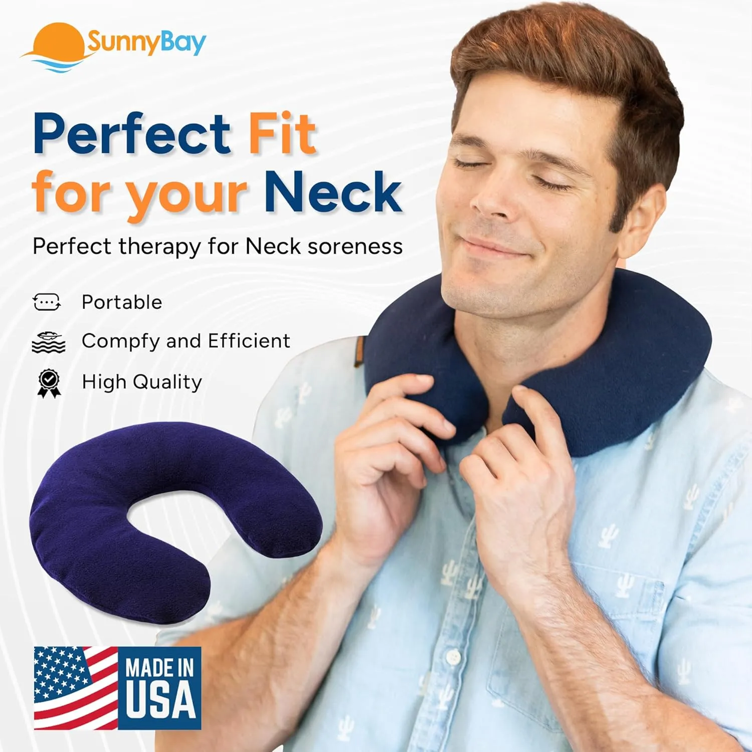 SunnyBay Microwave Heating Pad Microwavable Heated Neck Pillow for Moist Hot Therapy Mother's Day Gifts Shoulder Wrap with Wheat Filling and Washable Cover 12"x12"x2" 2.5 lbs Navy Blue