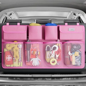 SURDOCA Hanging Trunk Organizer for SUV, [UPGRADED 7 Times] Car Organizers and Storage, Car Accessories Interior, Space Saving Expert-XL Pink