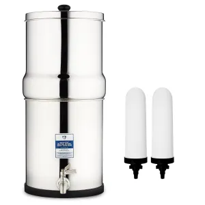 Survivor Filter Ultra Gravity Water Filter System - Stainless Steel Countertop Gravity Fed Water Filter, 2.25 Gallon, for Home and Outdoors - Removes Bacteria, Viruses, and Parasites