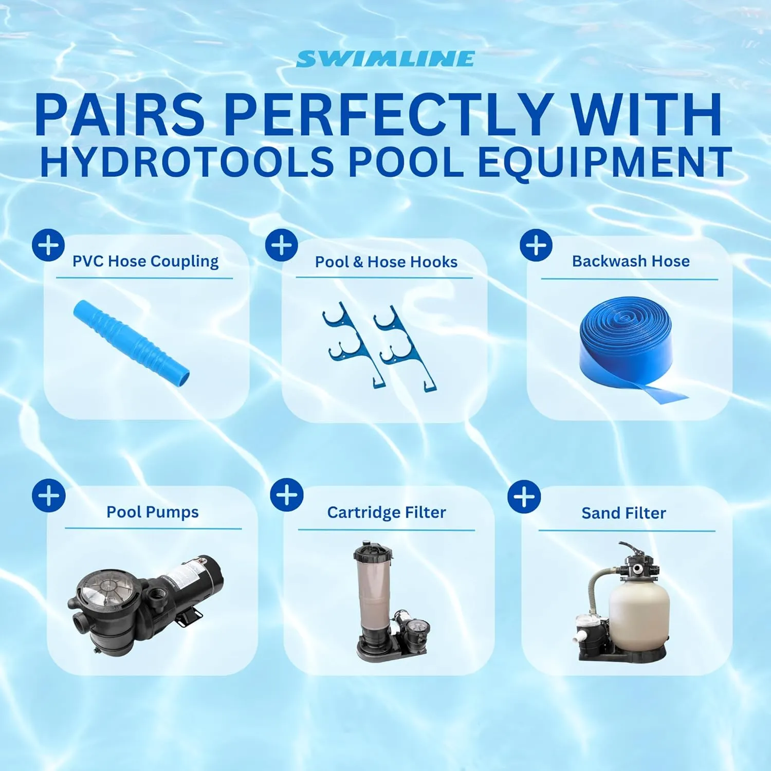 SWIMLINE HYDROTOOLS Pool Pump Filter Connection Hose | 1.5 Inch X 6 Foot | Heavy-Duty Flexible, Durable & Leakproof | Chemical & UV Resistant | For Above Ground Pools Skimmer Filters & Pumps