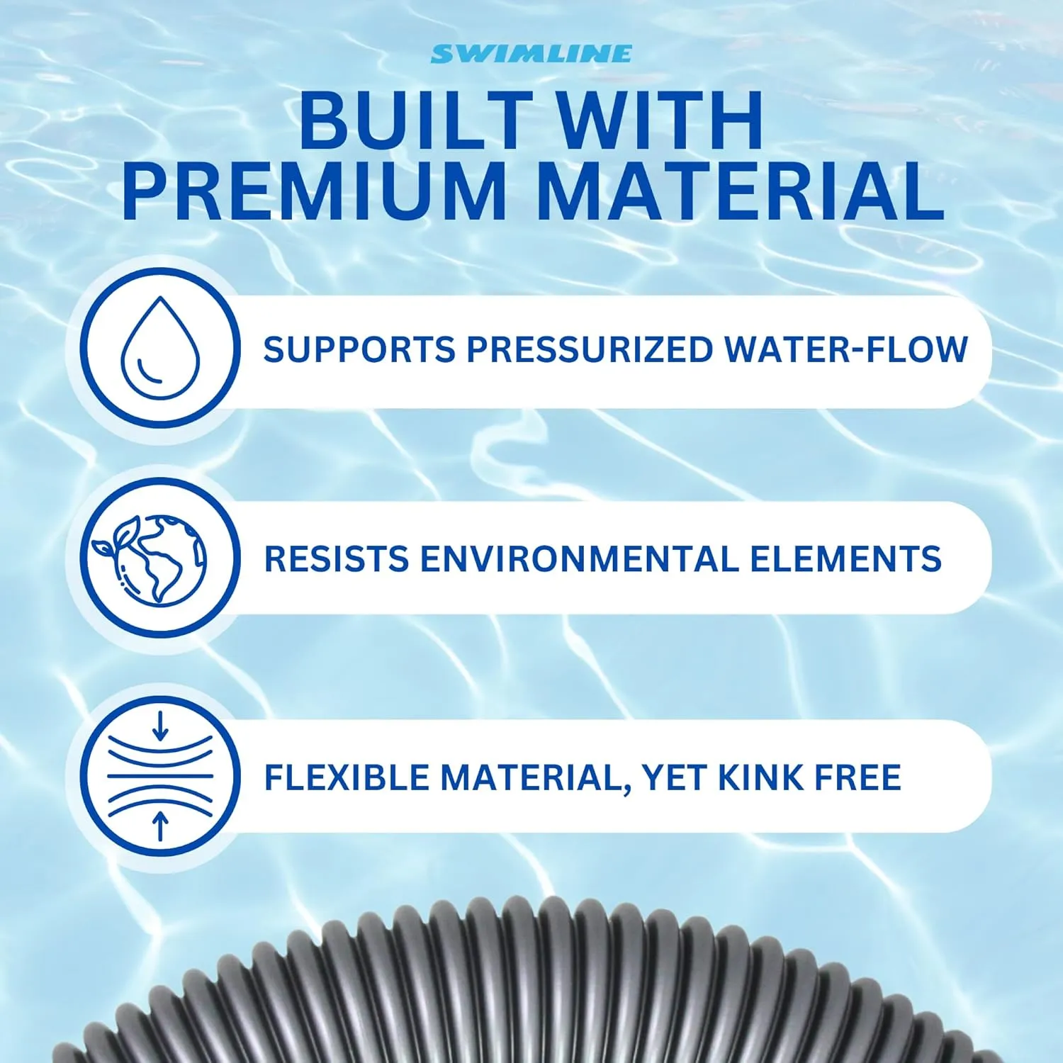 SWIMLINE HYDROTOOLS Pool Pump Filter Connection Hose | 1.5 Inch X 6 Foot | Heavy-Duty Flexible, Durable & Leakproof | Chemical & UV Resistant | For Above Ground Pools Skimmer Filters & Pumps