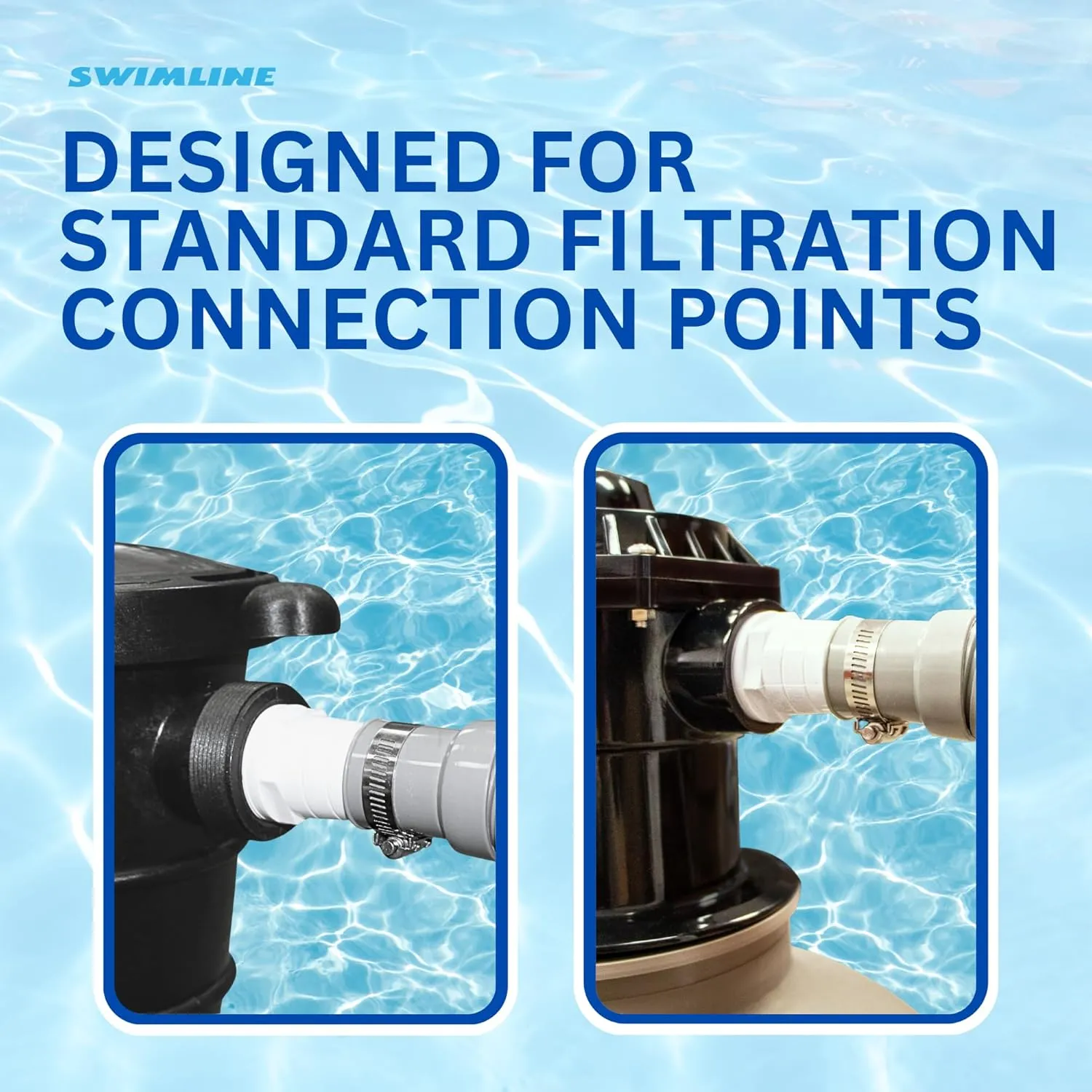SWIMLINE HYDROTOOLS Pool Pump Filter Connection Hose W/ Cuff | 1.5 Inch X 9 Foot | Heavy-Duty Flexible, Durable & Leakproof | Chemical & UV Resistant | For Above Ground Pools Skimmer Filters & Pumps