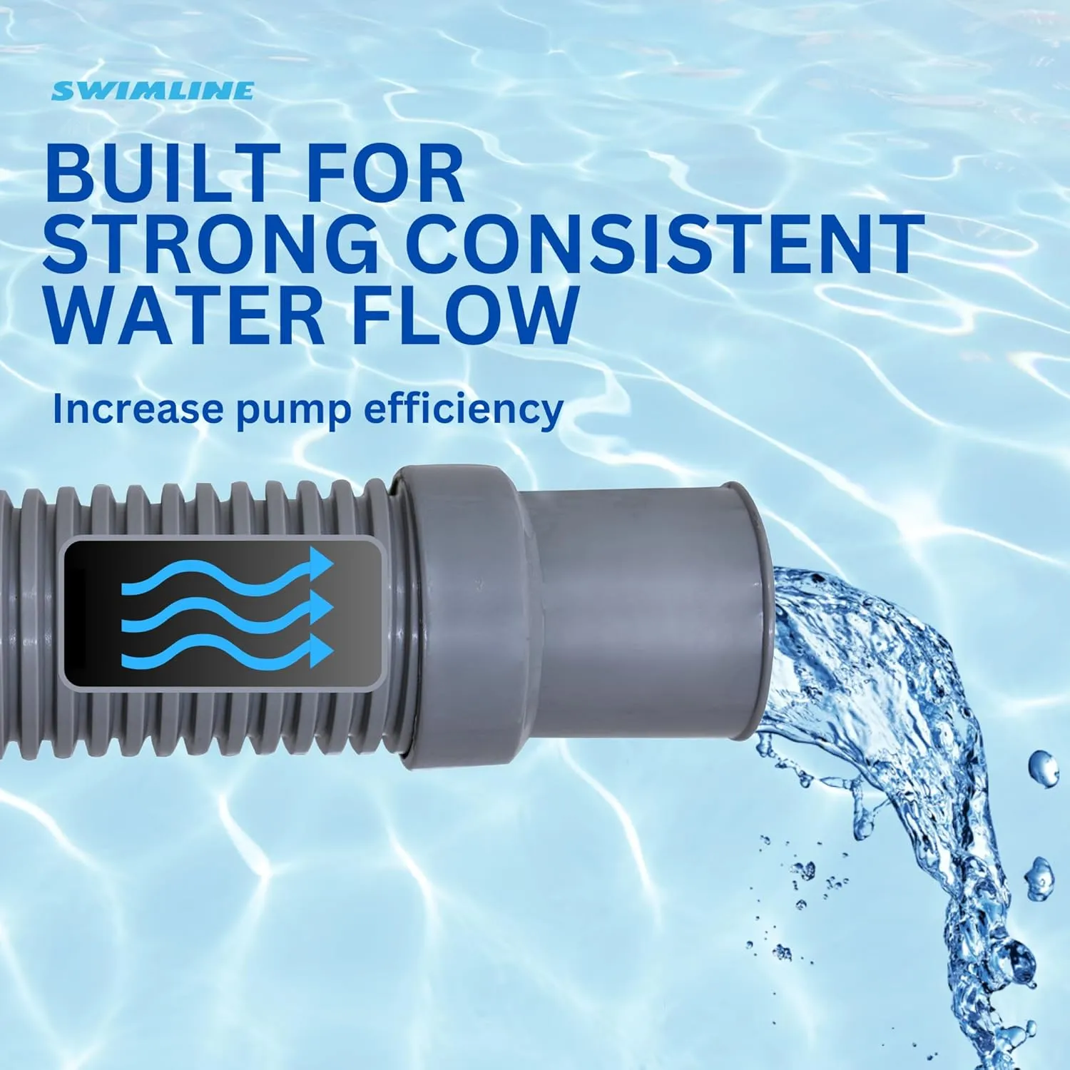 SWIMLINE HYDROTOOLS Pool Pump Filter Connection Hose W/ Cuff | 1.5 Inch X 9 Foot | Heavy-Duty Flexible, Durable & Leakproof | Chemical & UV Resistant | For Above Ground Pools Skimmer Filters & Pumps