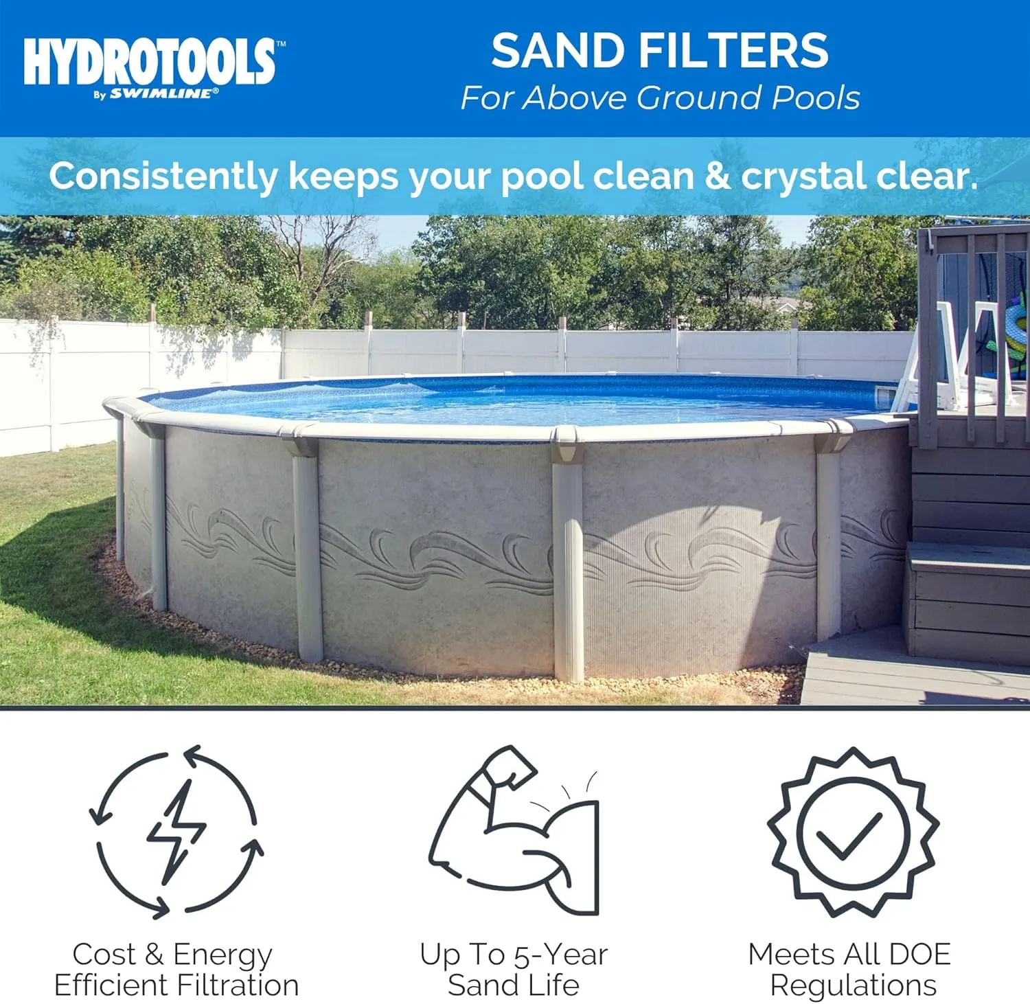 SWIMLINE HYDROTOOLS Pool Sand Filter Pump For Above Ground & Inground Pool | 14 Inch Cleaner System 1/2 HP (0.45 THP) Horsepower 2400 GPH | Pools Up To 10500 Gallons Intex Bestway Compatible 71405