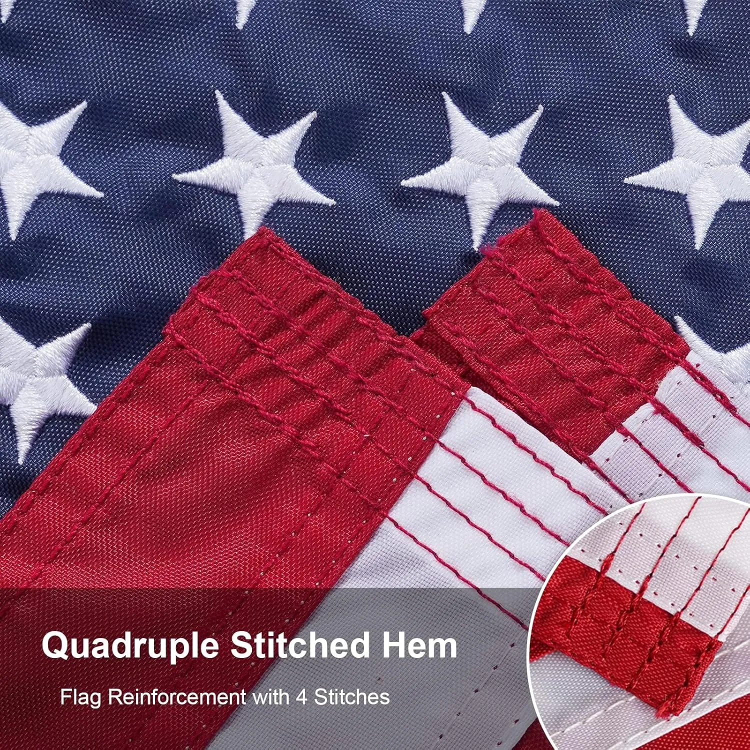 SYII 2pcs American Flag 12x18 Inches, Embroidery 50 Stars Ensign Nautical US Boat Flags with 2 Brass Grommets, Heavy Duty Nylon Outdoor Banner for Marine Yacht UTV