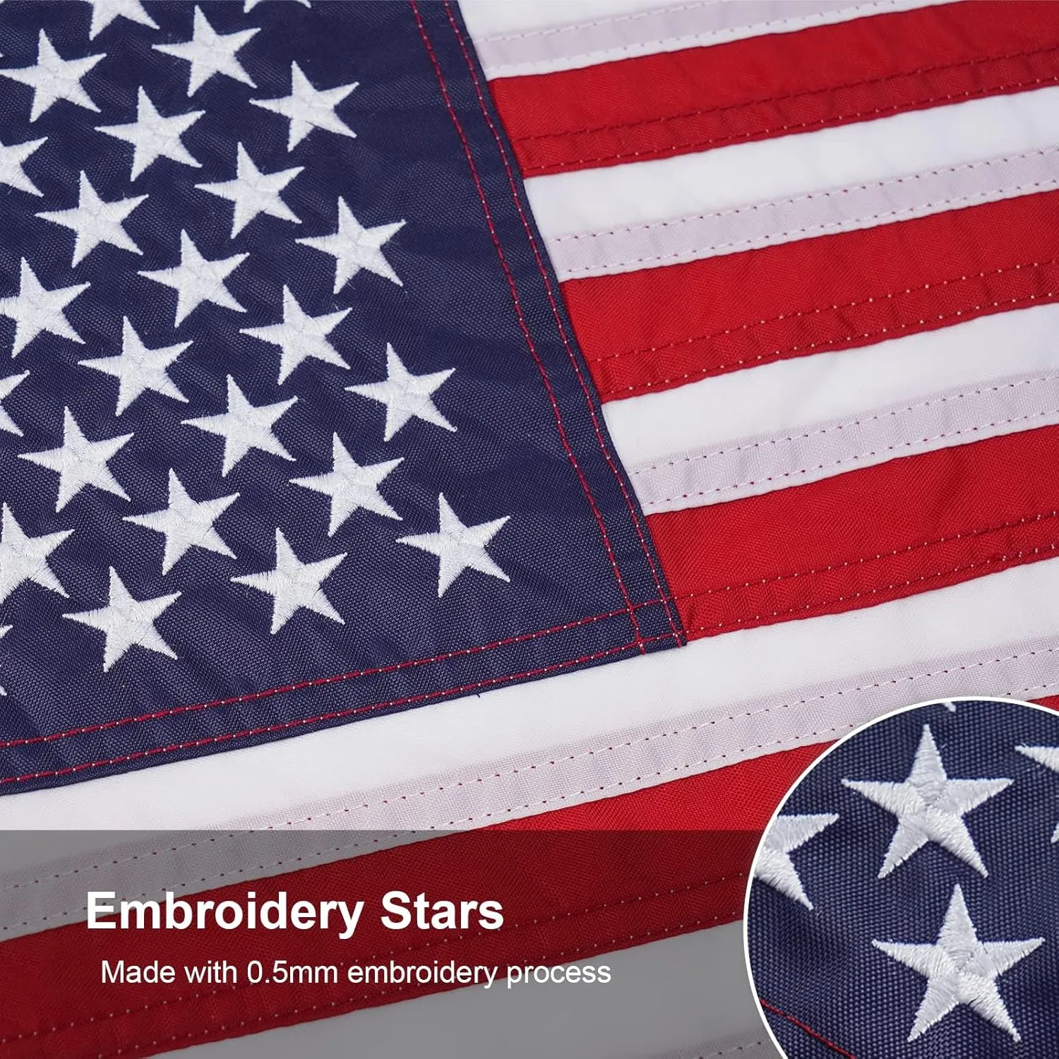 SYII 2pcs American Flag 12x18 Inches, Embroidery 50 Stars Ensign Nautical US Boat Flags with 2 Brass Grommets, Heavy Duty Nylon Outdoor Banner for Marine Yacht UTV