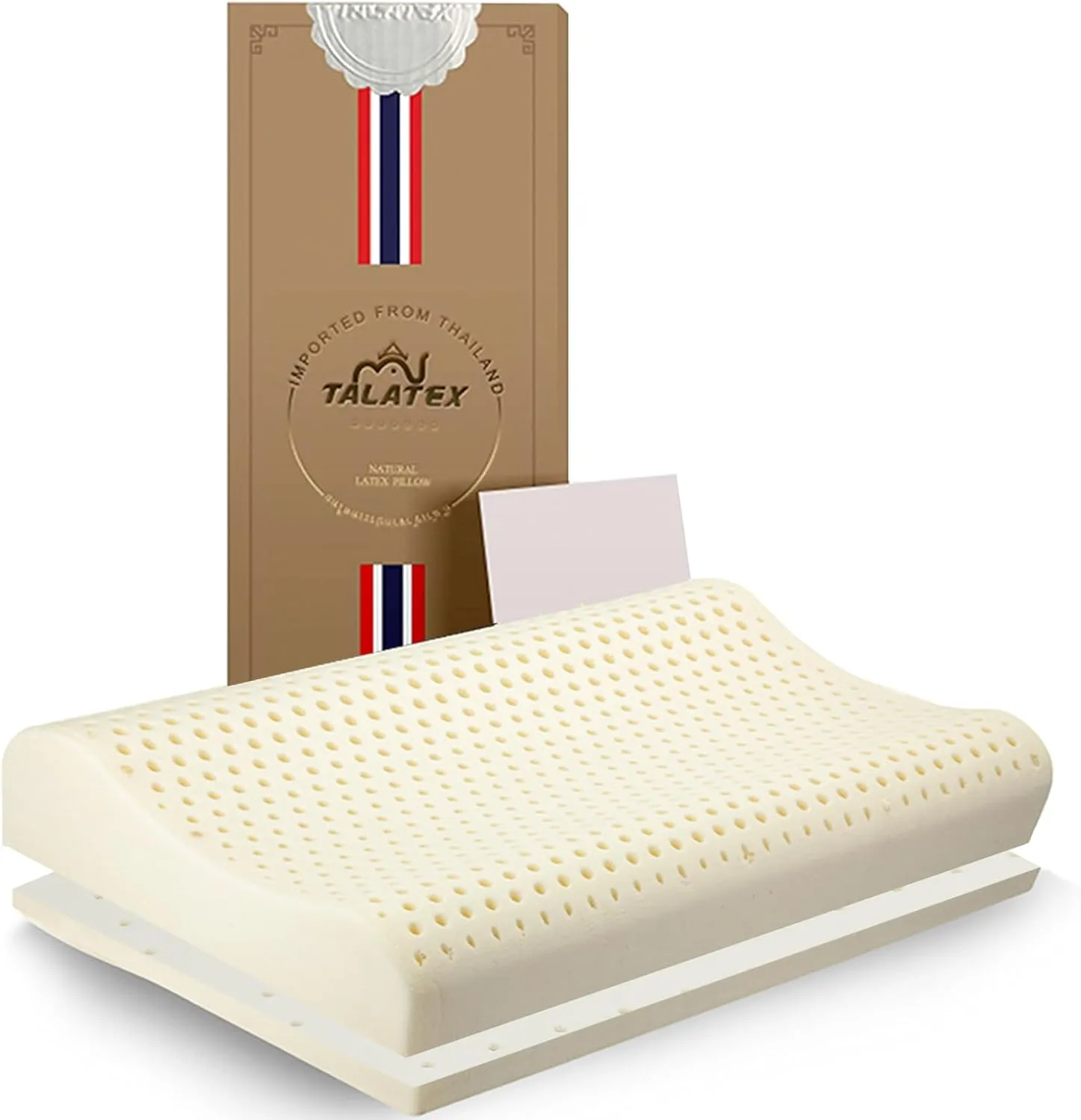 TALATEX 100% Natural Premium Latex Pillow, Adjustable Orthordic Ergonomic Dunlop Pillow Helps Relieve Pressure, Neck and Shoulder Pain, Perfect Package Best Gift