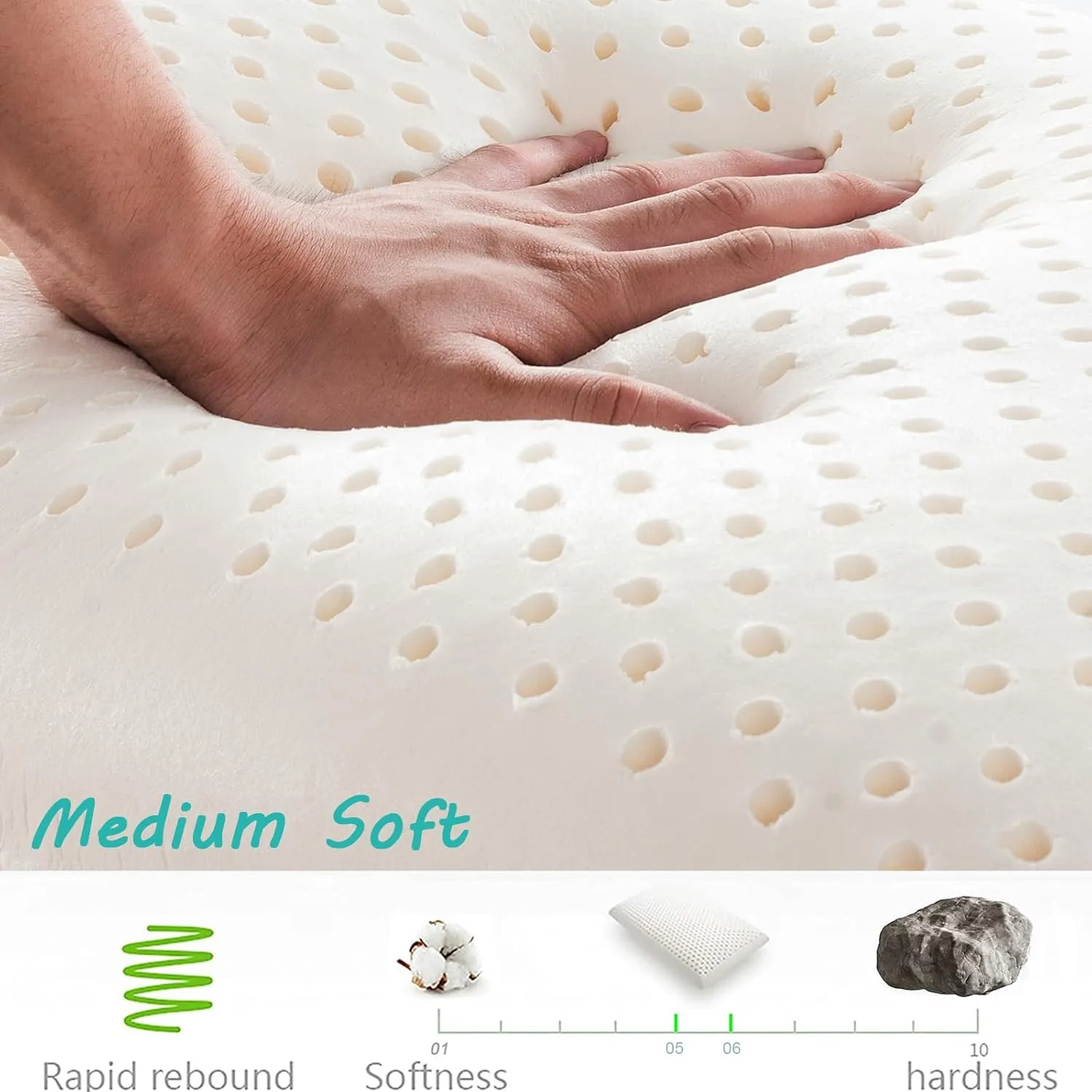 TALATEX 100% Natural Premium Latex Pillow, Adjustable Orthordic Ergonomic Dunlop Pillow Helps Relieve Pressure, Neck and Shoulder Pain, Perfect Package Best Gift