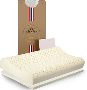 TALATEX 100% Natural Premium Latex Pillow, Adjustable Orthordic Ergonomic Dunlop Pillow Helps Relieve Pressure, Neck and Shoulder Pain, Perfect Package Best Gift