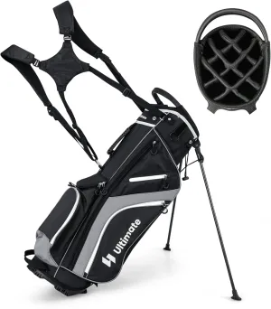 Tangkula Golf Stand Bag with 14 Way Top Dividers, Lightweight 6 Pockets Golf Club Bag with Cooler Bag, Adjustable Dual Strap & Rain Hood, Golf Carry Bag for Men & Women