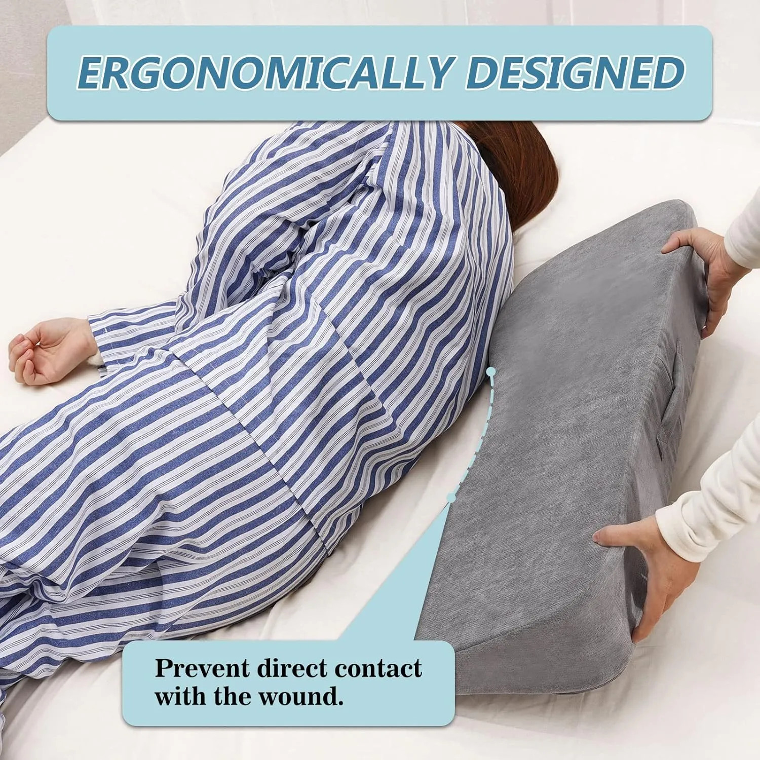 TANYOO Long Wedges for Bed Positioning Pillow for After Surgery Curved Shaped Medical Wedge Pillows for Seniors to Prevent Bed Sore and Improve Healing Process No-Slip Bottom Height 5 Inch