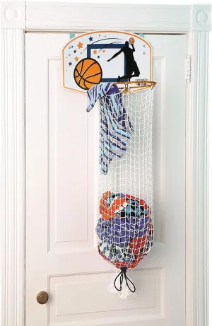 Taylor Toy Over the Door Hanging Laundry Hamper – Basketball Hamper for Kids Bedroom, Sports-Themed Laundry Basket with Hoop Design, Fun Organizer for Boys Room, Teen Dorm, or Playroom Decor