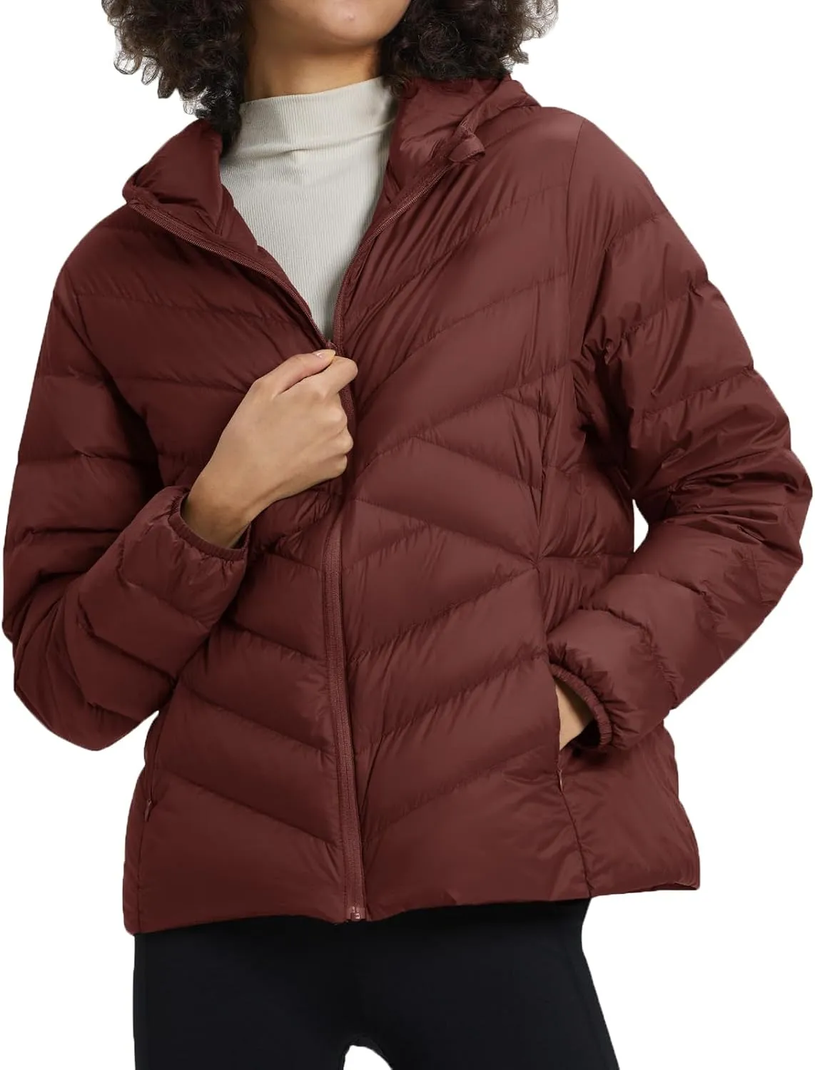 TBMPOY Women's Packable Down Jacket Lightweight Winter Puffer Jacket Hooded Warm Coat Waterproof Quilted Thermal Jackets