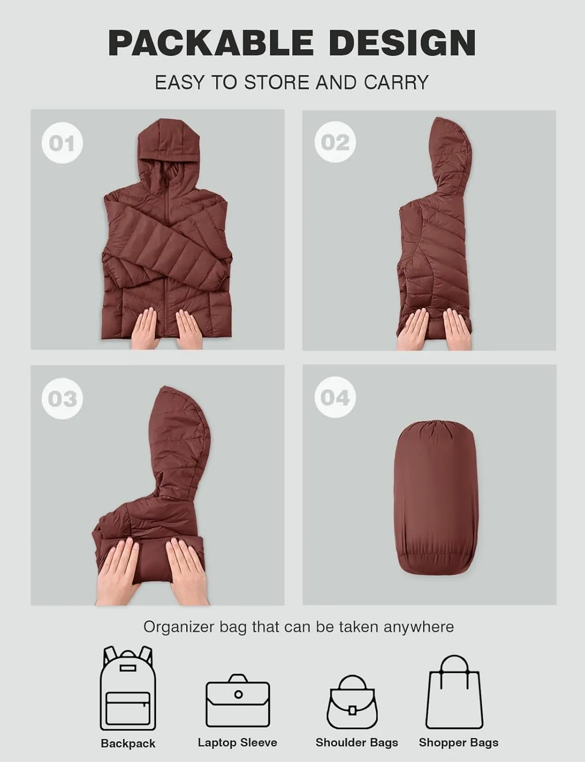 TBMPOY Women's Packable Down Jacket Lightweight Winter Puffer Jacket Hooded Warm Coat Waterproof Quilted Thermal Jackets