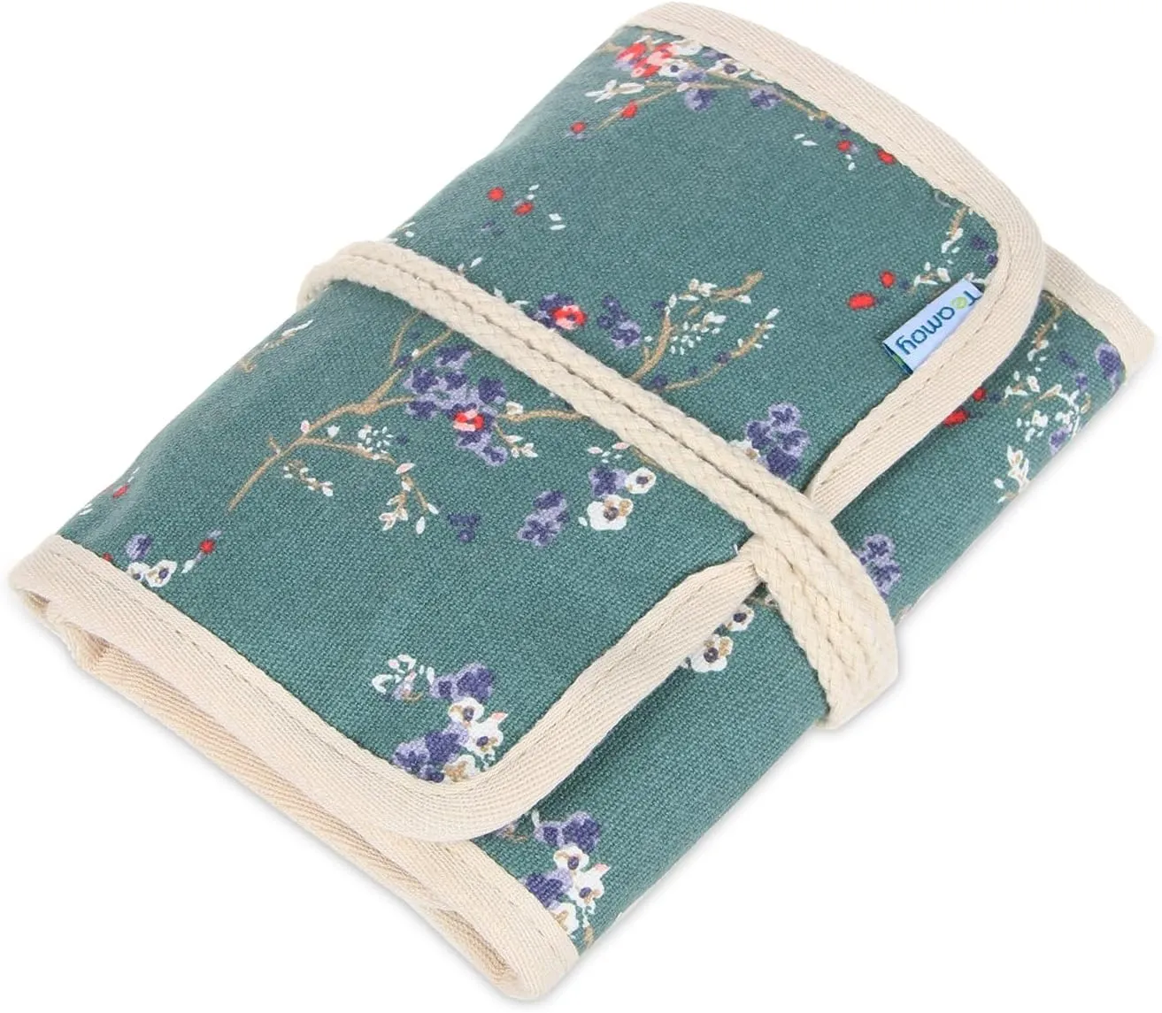 Teamoy Crochet Hook Case, Roll Bag Holder Organizer for Various Crochet Needles and Knitting Accessories, Plum Flowers