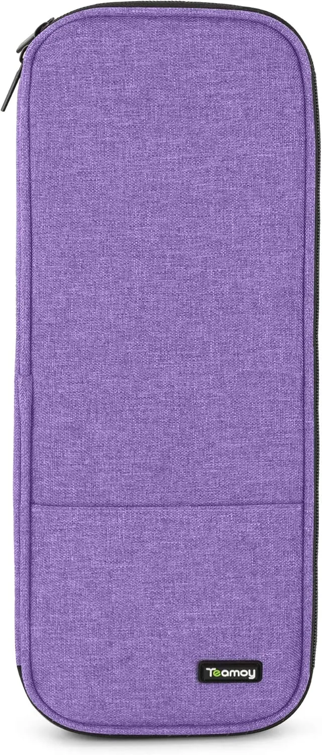 Teamoy Knitting Needles Case (Up to 14''), Travel Organizer Storage Bag for Knitting Needles, Tunisian Crochet Hooks and Accessories, Purple