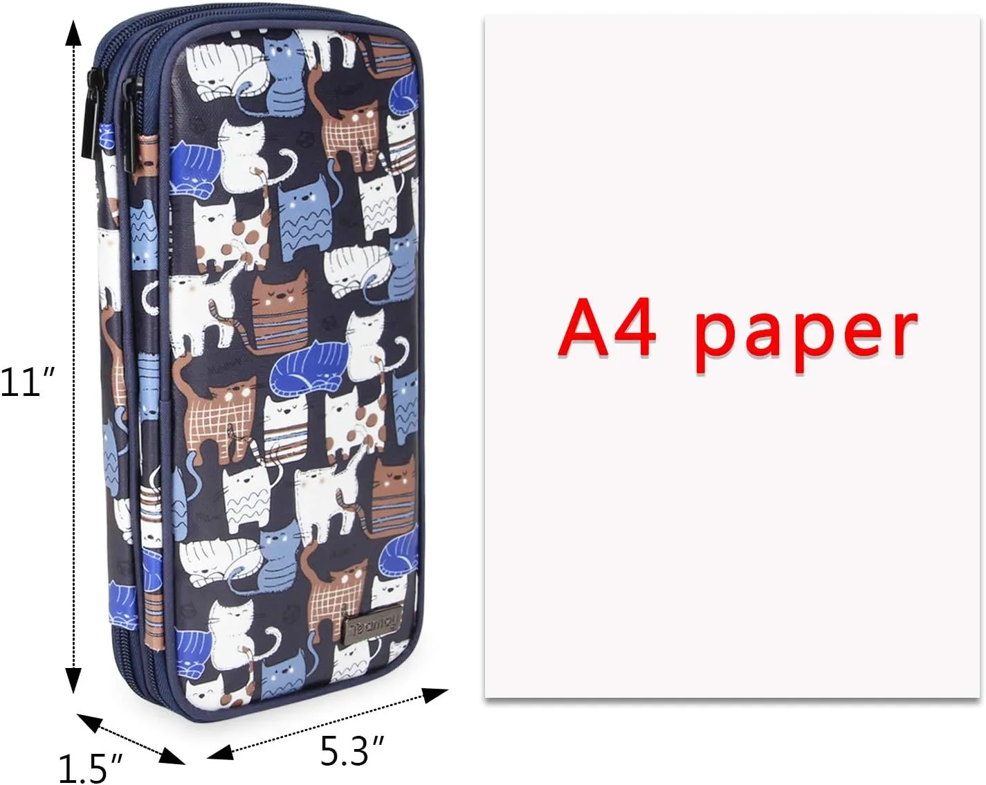 Teamoy Knitting Needles Case(up to 10-Inch), Travel Organizer Storage Bag for Circular and Straight Knitting Needles, Crochet Hooks and Knitting Accessories, Blue Cats-NO ACCESSORIES INCLUDED