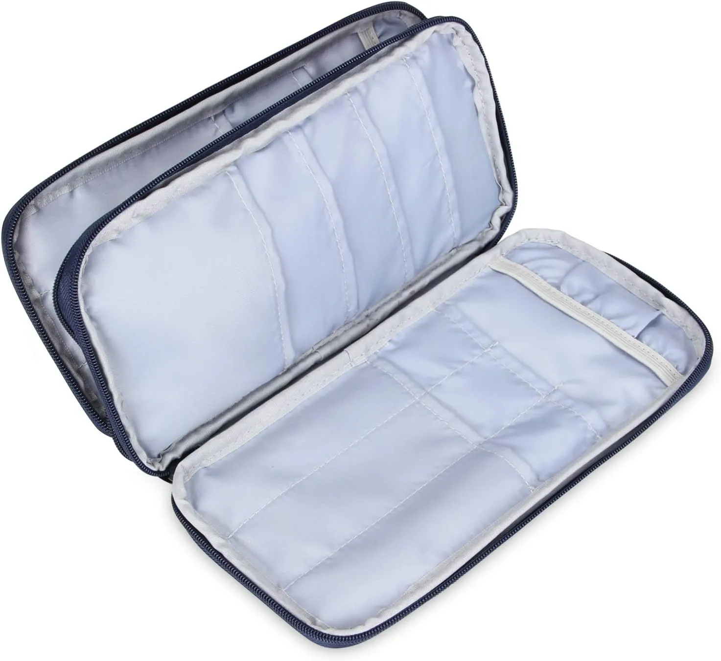 Teamoy Knitting Needles Case(up to 10-Inch), Travel Organizer Storage Bag for Circular and Straight Knitting Needles, Crochet Hooks and Knitting Accessories, Blue Cats-NO ACCESSORIES INCLUDED