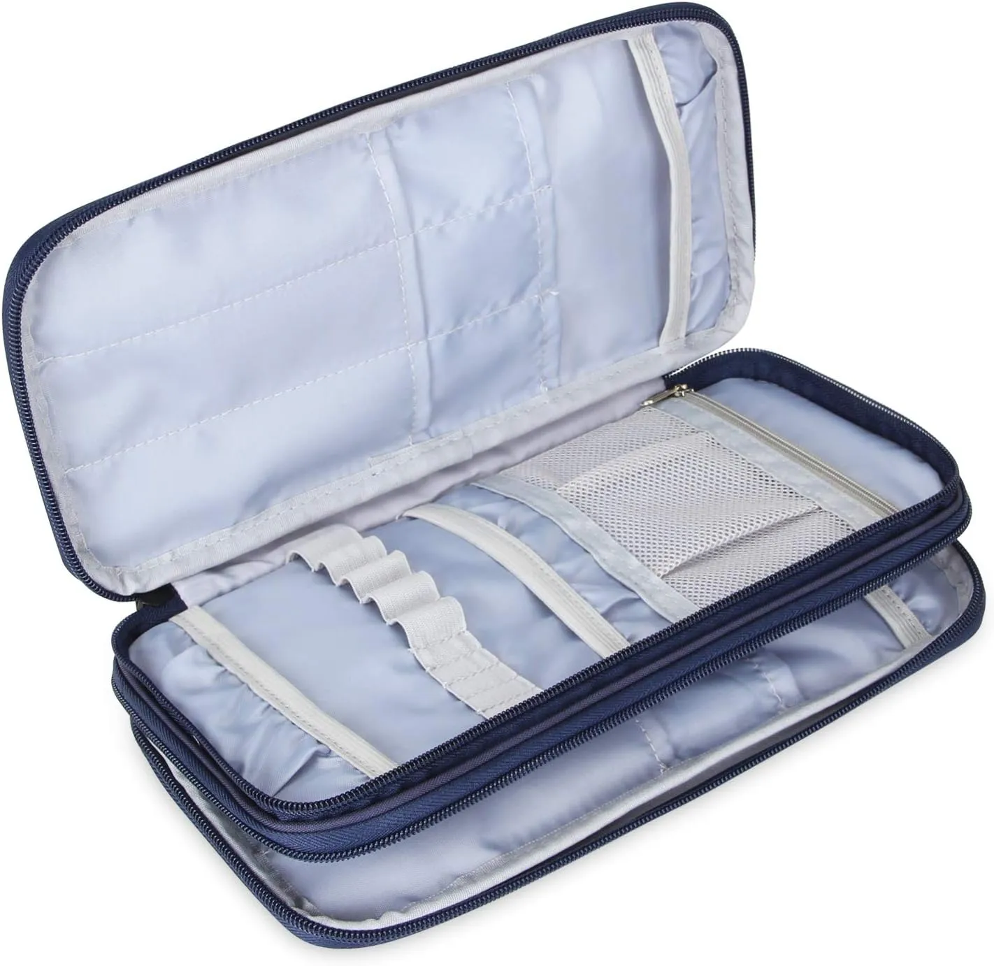 Teamoy Knitting Needles Case(up to 10-Inch), Travel Organizer Storage Bag for Circular and Straight Knitting Needles, Crochet Hooks and Knitting Accessories, Blue Cats-NO ACCESSORIES INCLUDED