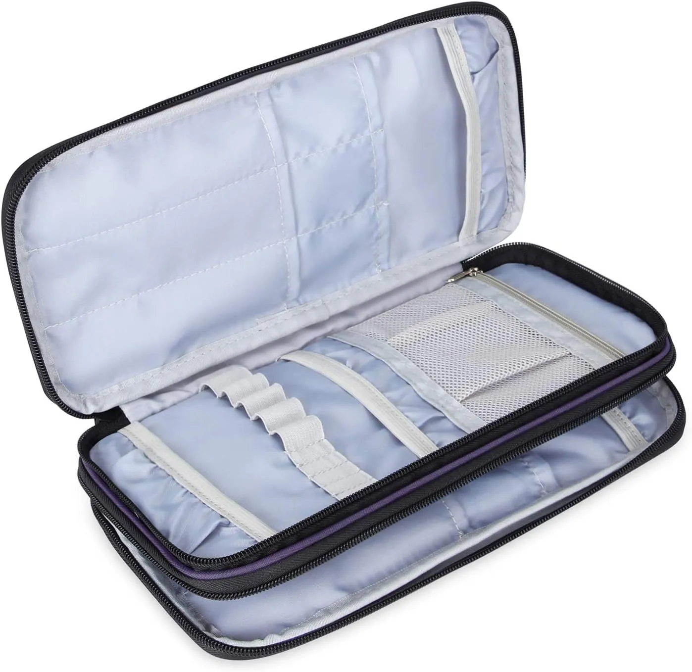Teamoy Knitting Needles Case(up to 10-Inch), Travel Organizer Storage Bag for Circular and Straight Knitting Needles, Crochet Hooks and Knitting Accessories, Purple-NO Accessories Included
