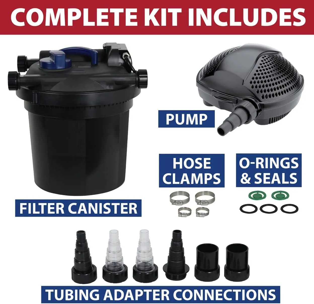 The Pond Guy AllClear G2 Pressure Filter & Ultraviolet Light Clarifier & Pump Combo, Pressurized External UVC Bio & Mechanical Filtration with Backflush System, All Clear 3500 & SolidFlo Pump 2650