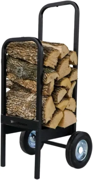 The Woodhaven Firewood Cart - Made in The USA - Convenient and Sturdy Rolling Wood Carrier for Easy Transport - Perfect for Indoor and Outdoor Use - Heavy Duty