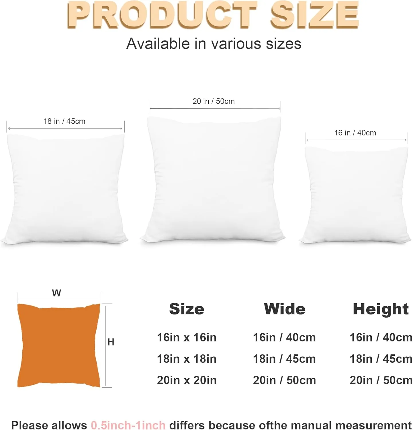 Throw Pillows Insert,Bed and Couch Pillows,Indoor Decorative Pillows,Premium White Pillows for Bed,Couch and Cushion (4 Pack, Square 16"X16")