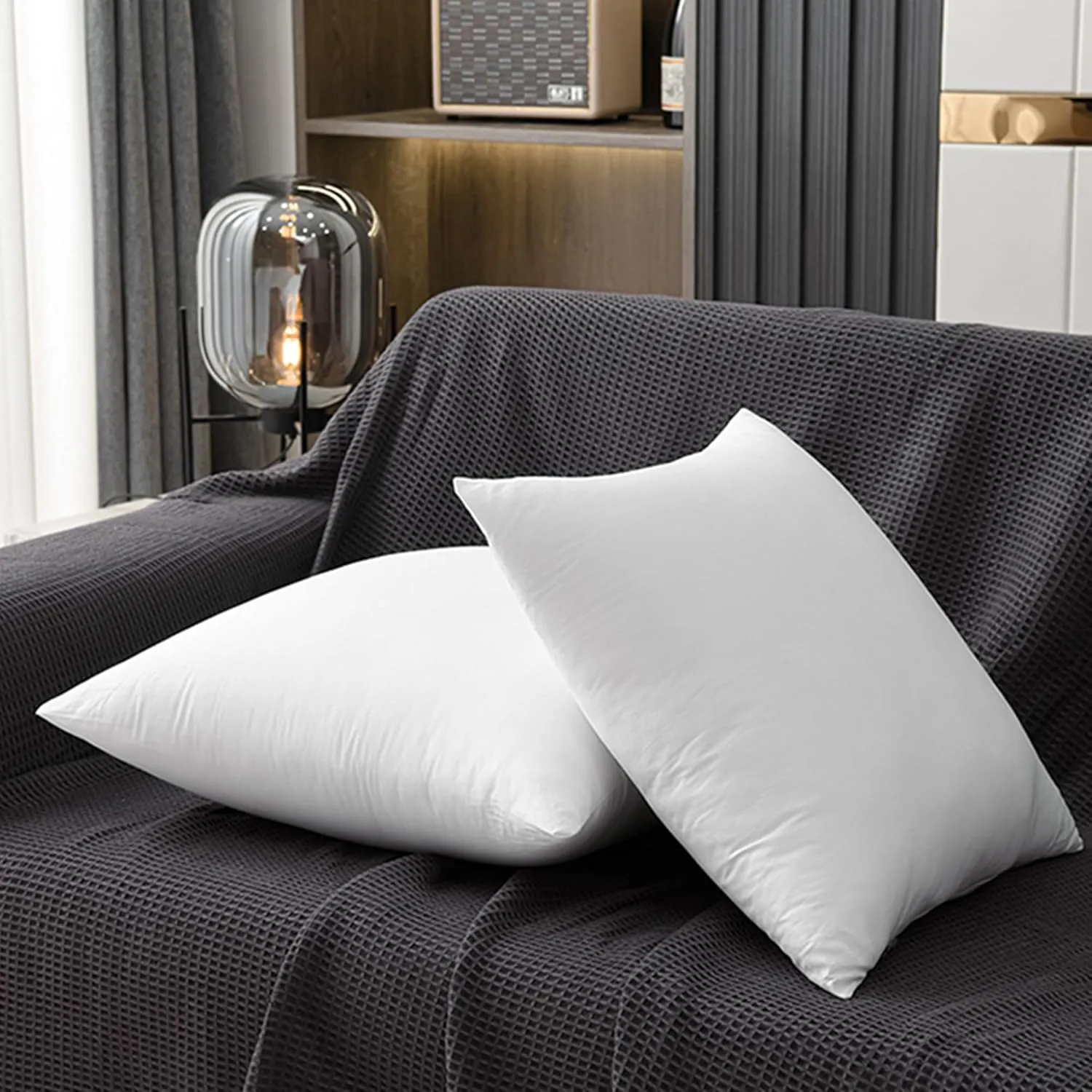 Throw Pillows Insert,Bed and Couch Pillows,Indoor Decorative Pillows,Premium White Pillows for Bed,Couch and Cushion (4 Pack, Square 16"X16")