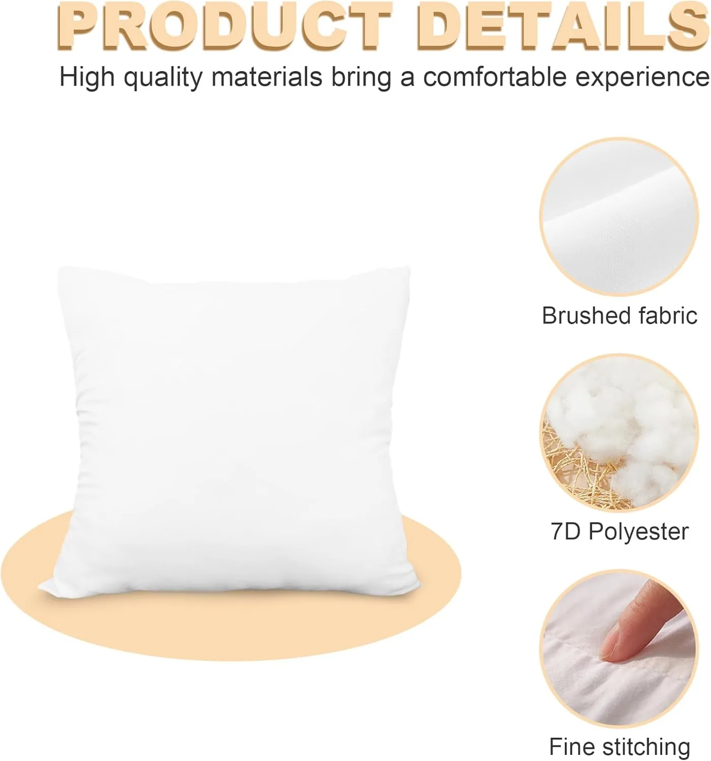 Throw Pillows Insert,Bed and Couch Pillows,Indoor Decorative Pillows,Premium White Pillows for Bed,Couch and Cushion (4 Pack, Square 16"X16")