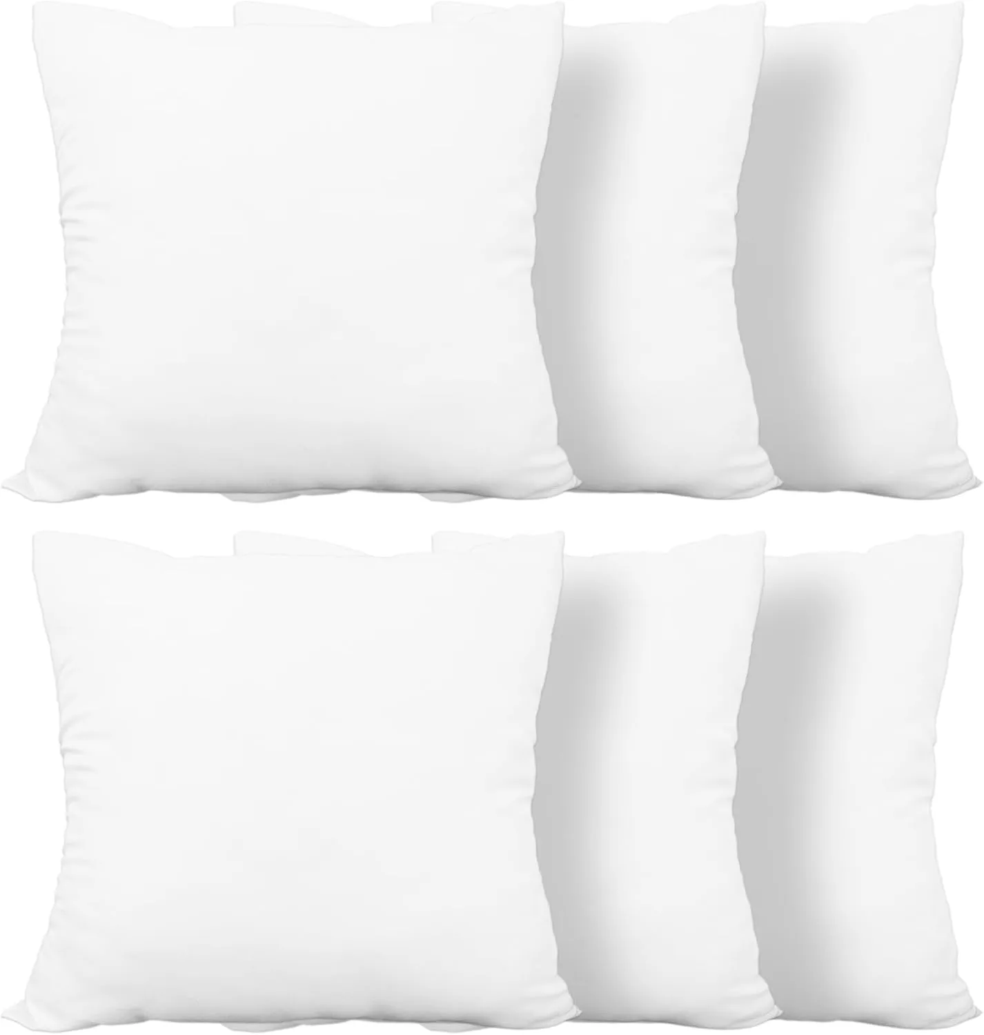 Throw Pillows Insert,Bed and Couch Pillows,Indoor Decorative Pillows,Premium White Pillows for Bed,Couch and Cushion (6 Pack, Square 16"X16")