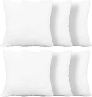 Throw Pillows Insert,Bed and Couch Pillows,Indoor Decorative Pillows,Premium White Pillows for Bed,Couch and Cushion (6 Pack, Square 16"X16")