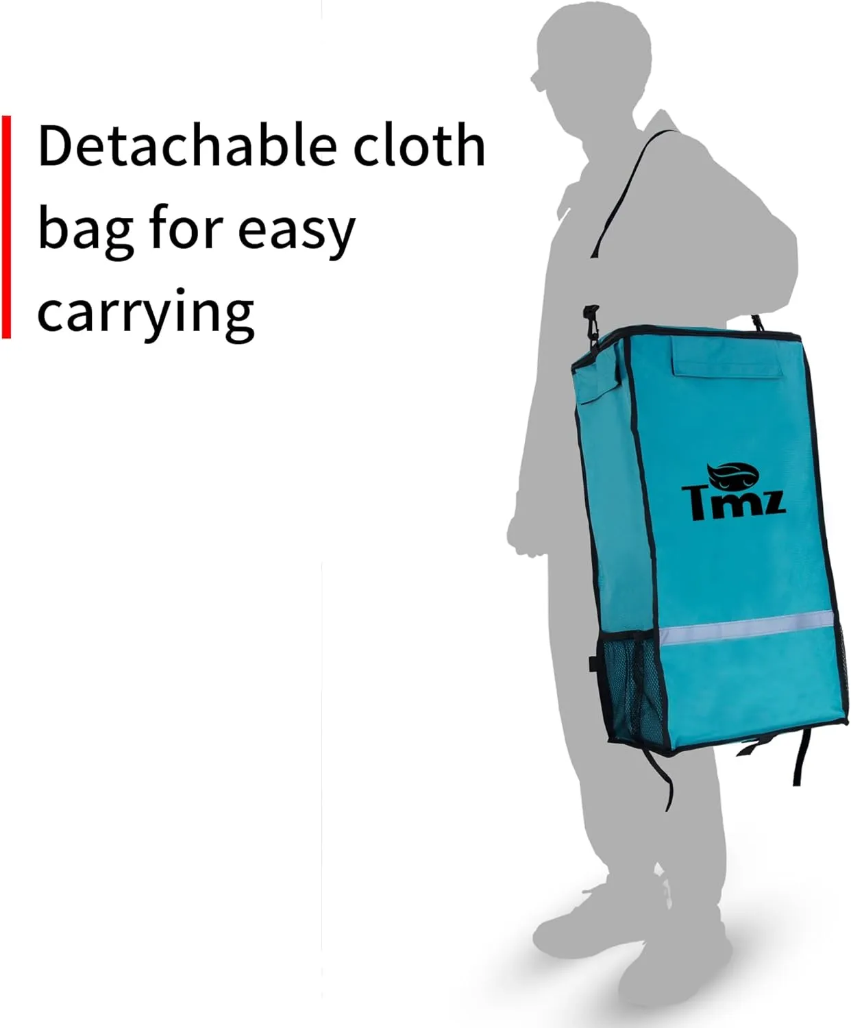 TMZ Heavy-Duty Foldable Shopping Cart with Removable Insulated Bag & Hooks - Lightweight 110 lbs Capacity Grocery Luggage Cart for Market, Travel, Laundry (Turquoise)