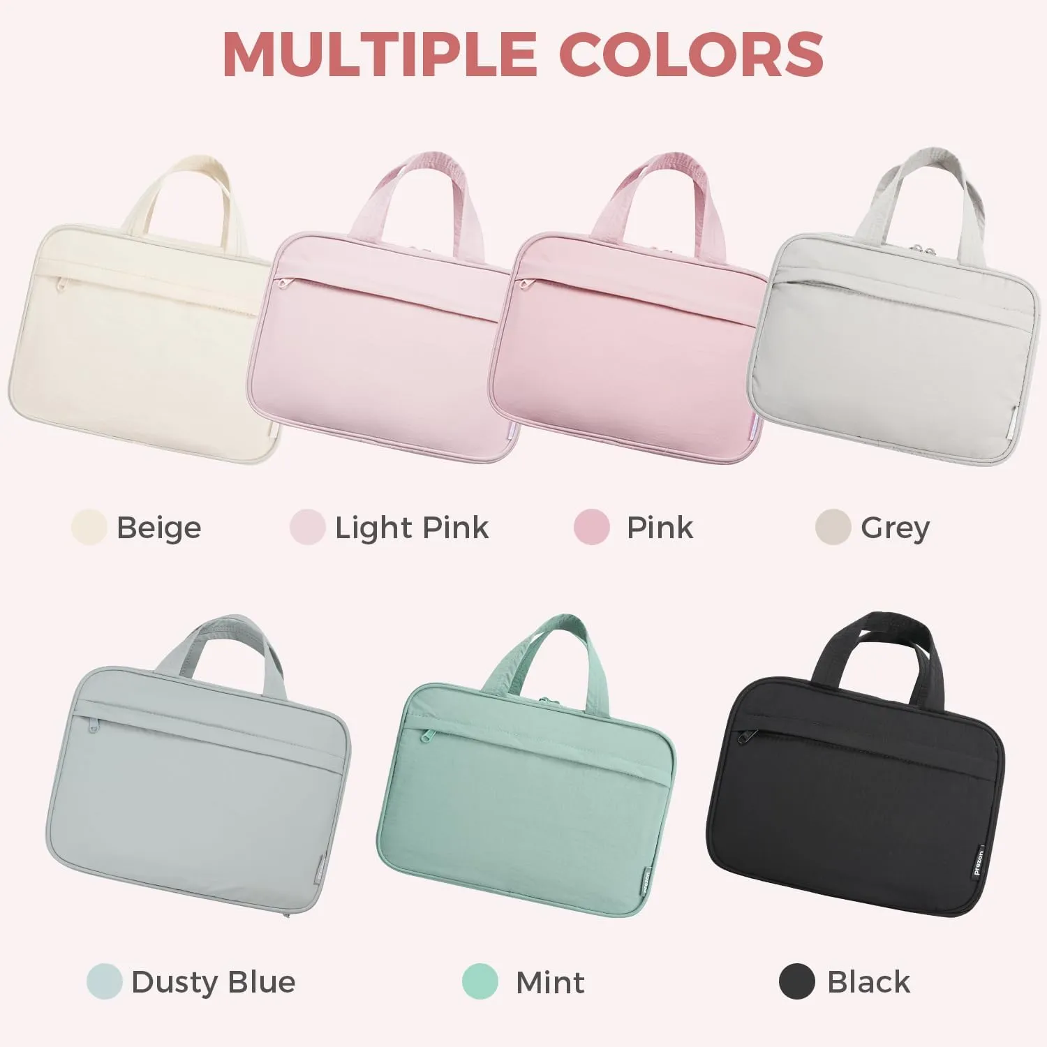 Toiletry Bag For women,Portable Hanging Organizer,4 Leakproof Compartment for full-sized Conditioner, Brushes Set, Makeup Accessories,Visible and easy to access.L-pink