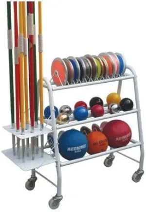 Track Equipment Carrying Cart, Holds 14 Shot Put, 28 Discus & 9 Javelins – Heavy-Duty Powder-Coated Steel Frame, Strong Wheels for Easy Mobility Quick Assembly & Disassembly