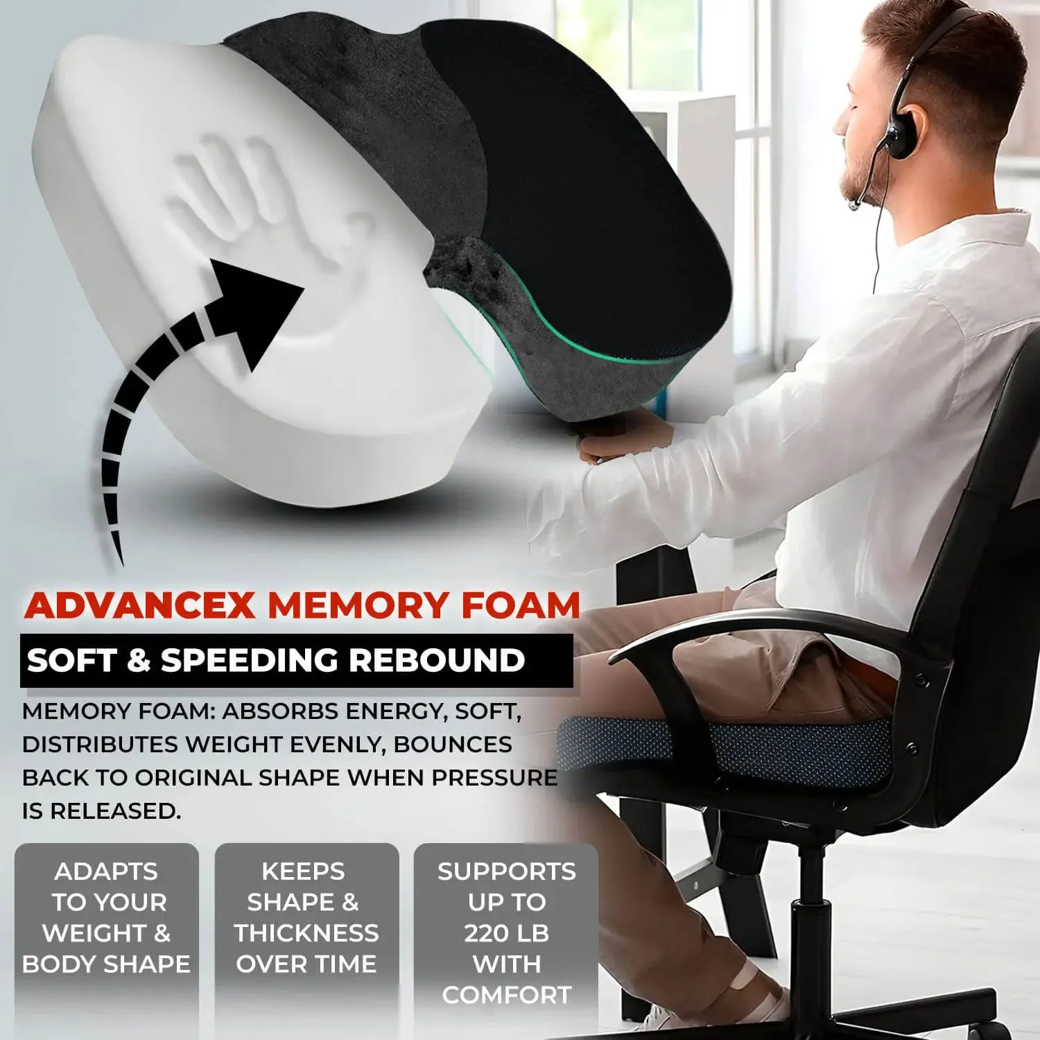 Trajectory Ultimate Car Seat Pillow with AdvancedX Orthopedic Memory Foam