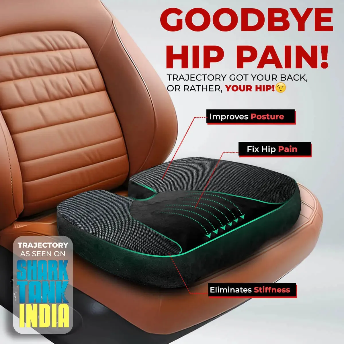 Trajectory Ultimate Car Seat Pillow with AdvancedX Orthopedic Memory Foam