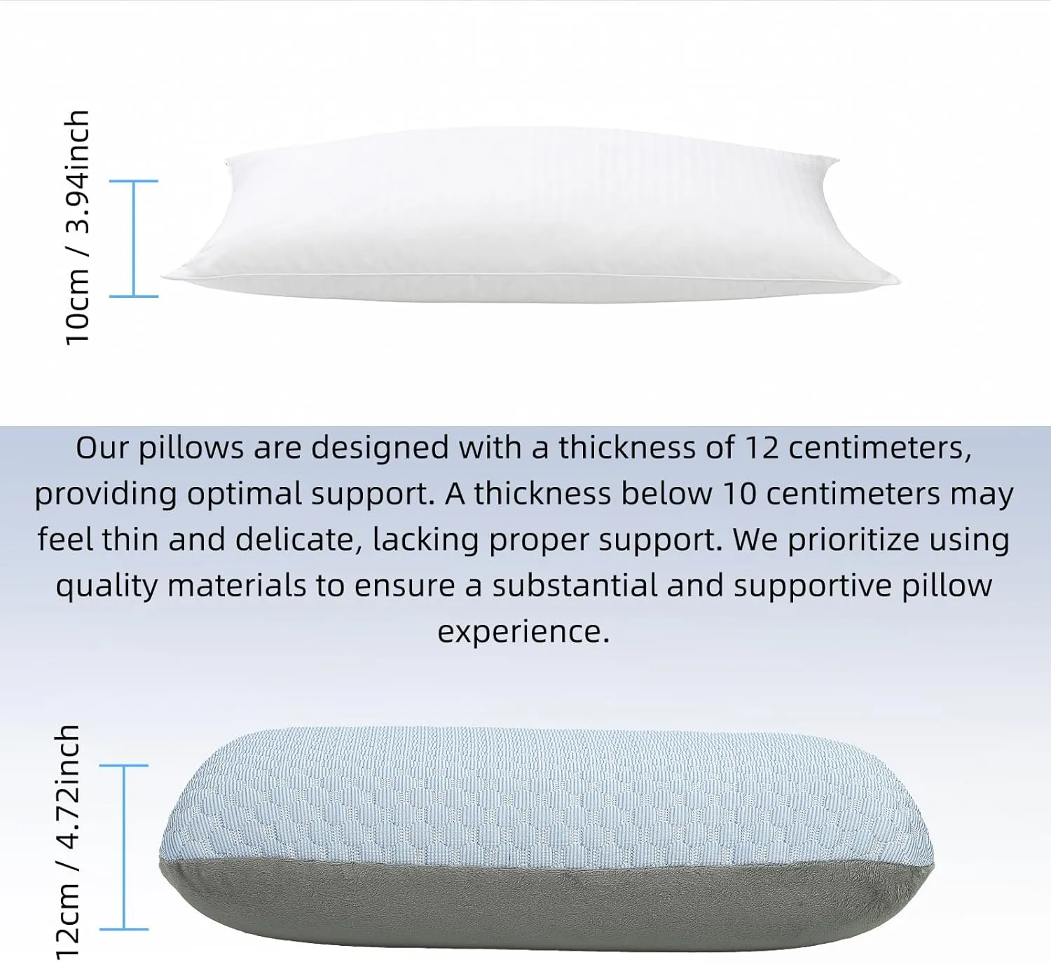 Travel and Camping Pillow- Compressible Medium Firm Memory Foam Pillow with Carry Bag for Backpacking & Airplane, Lumbar Support. Breathable Cooling Fabric, Washable Pillowcase (Wathet Blue)