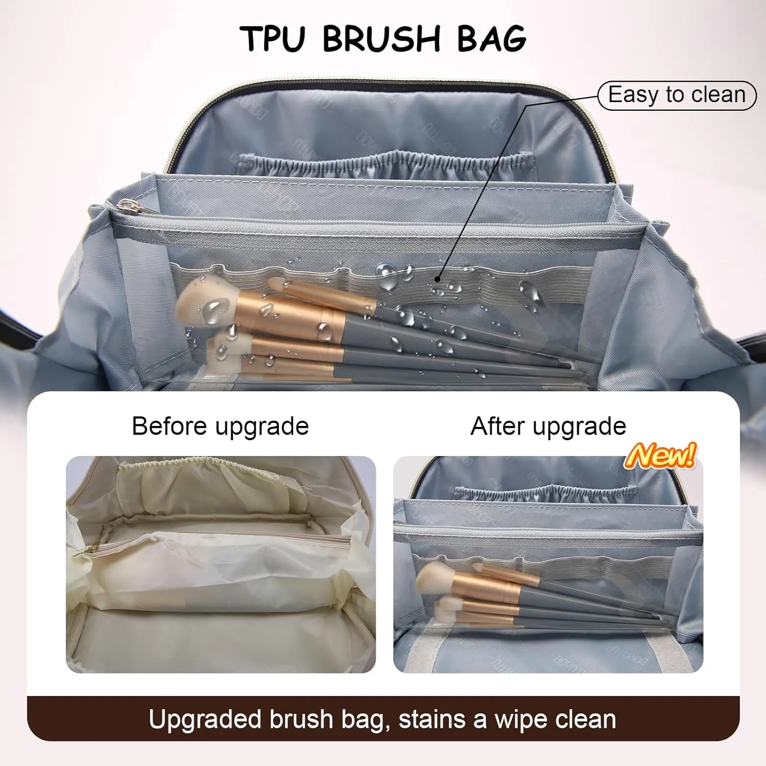 Travel Cosmetic Bag Makeup Bags for Women: Western Boho Makeup Bag Set of 3 - Large Vegan Leather Cosmetic Organizer Bags with Compartments & Handle & Divider(Brown)