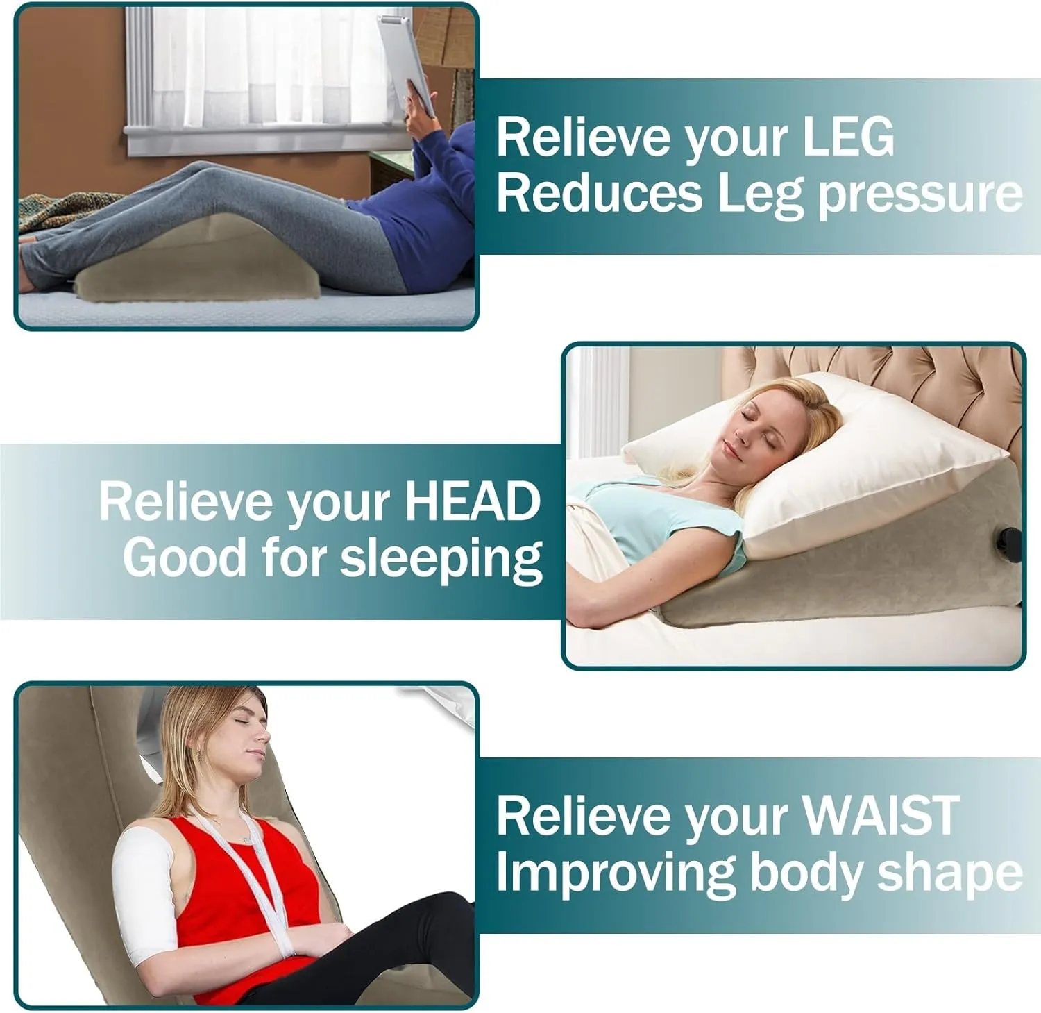 Travel Inflatable Wedge Pillow Leg Rest Lifter Cushion Pillow Lumbar Yoga Pillow Multifunctional Body Support Air Cushion