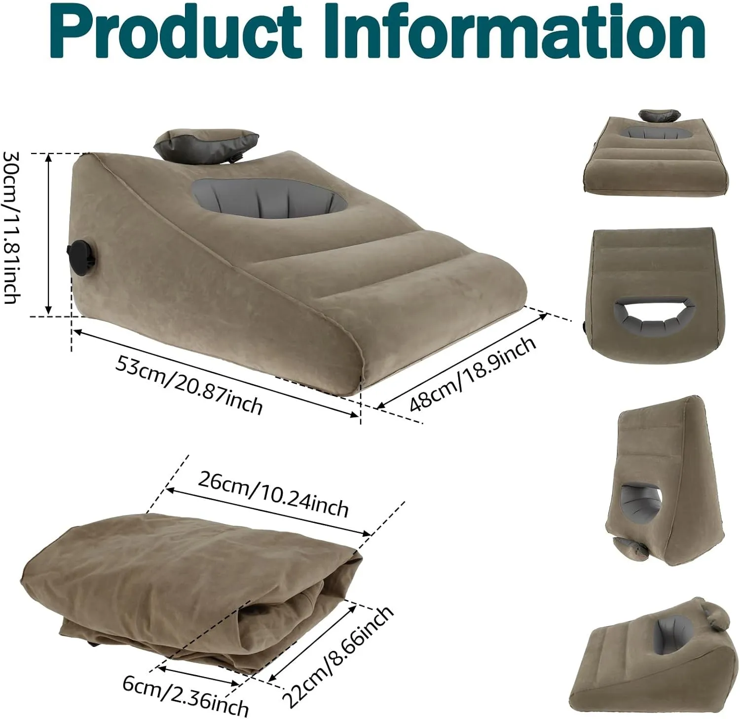 Travel Inflatable Wedge Pillow Leg Rest Lifter Cushion Pillow Lumbar Yoga Pillow Multifunctional Body Support Air Cushion