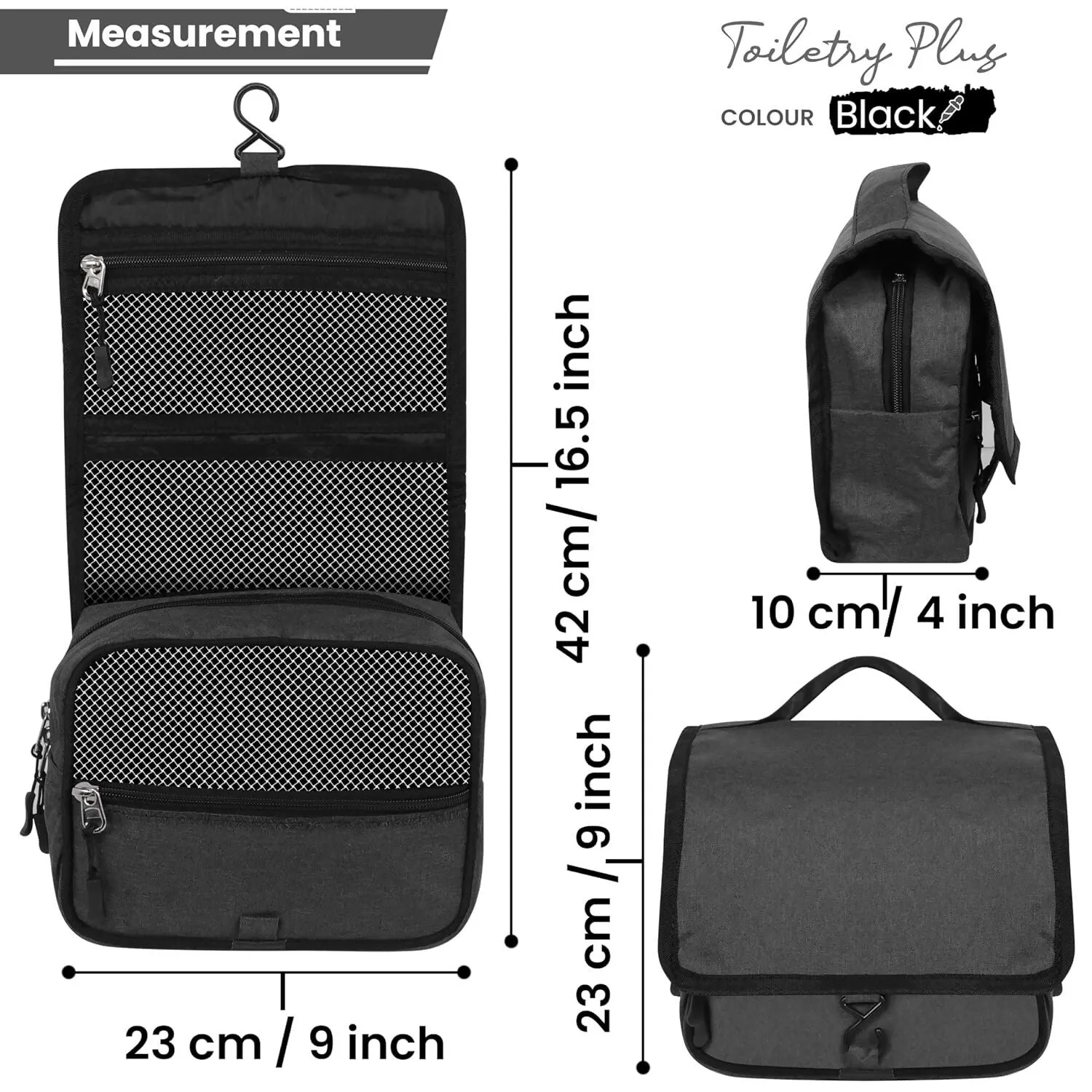 Travel Makeup & Toiletry Organizer Bag (Black)