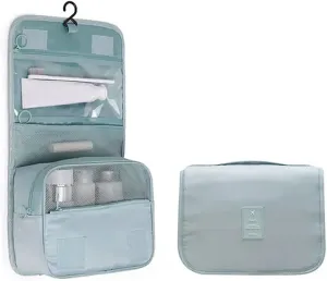 Travel Makeup Bag Waterproof Toiletries Organizer Women Neceser Bathroom Hook Wash Pouch Hook Makeup Storage Bag(Light Blue)