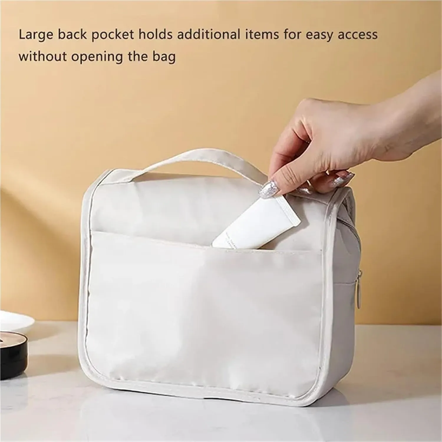 Travel Makeup Bag Waterproof Toiletries Organizer Women Neceser Bathroom Hook Wash Pouch Hook Makeup Storage Bag(Light Blue)