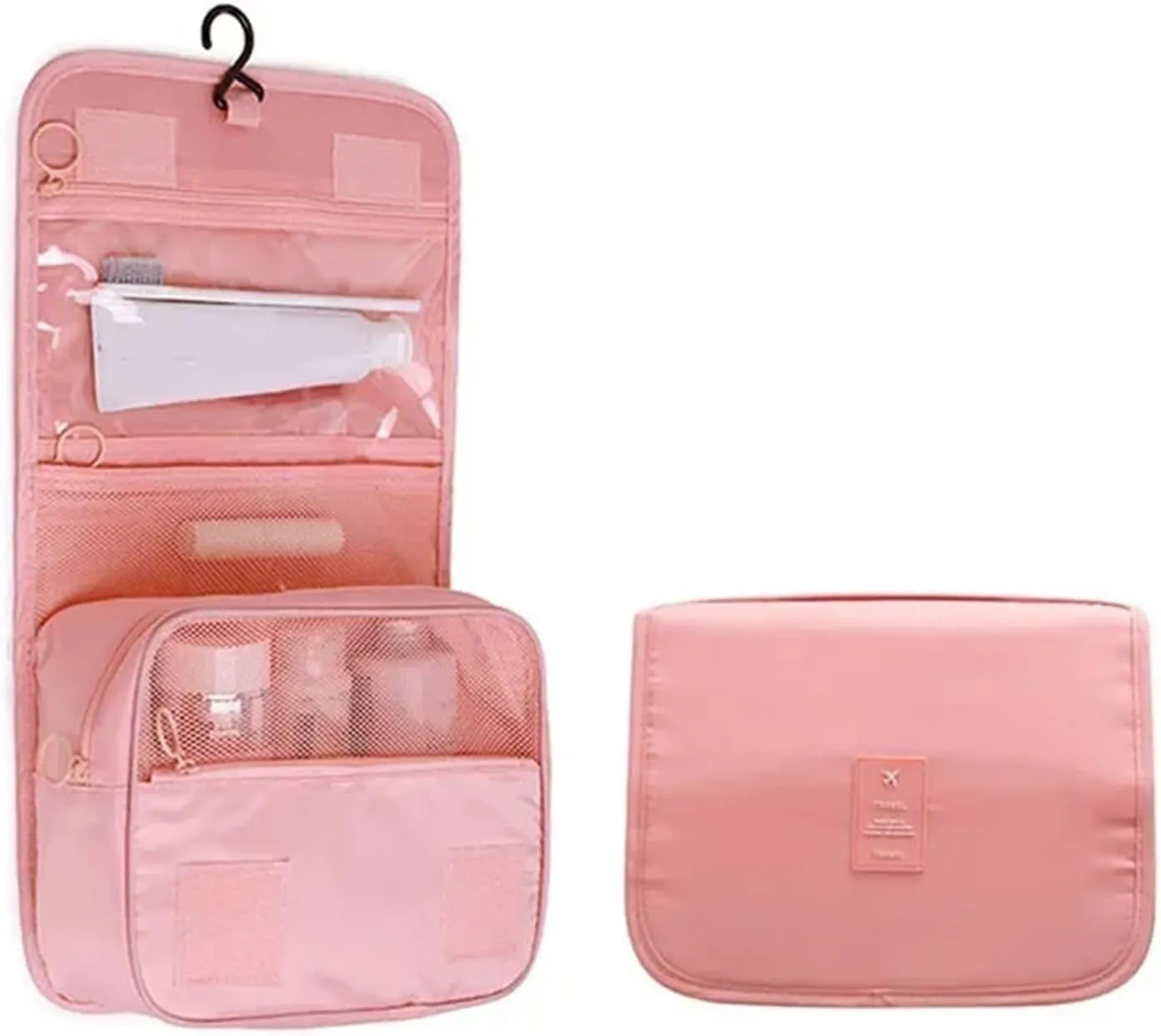 Travel Makeup Bag Waterproof Toiletries Organizer Women Neceser Bathroom Hook Wash Pouch Hook Makeup Storage Bag(Light Blue)