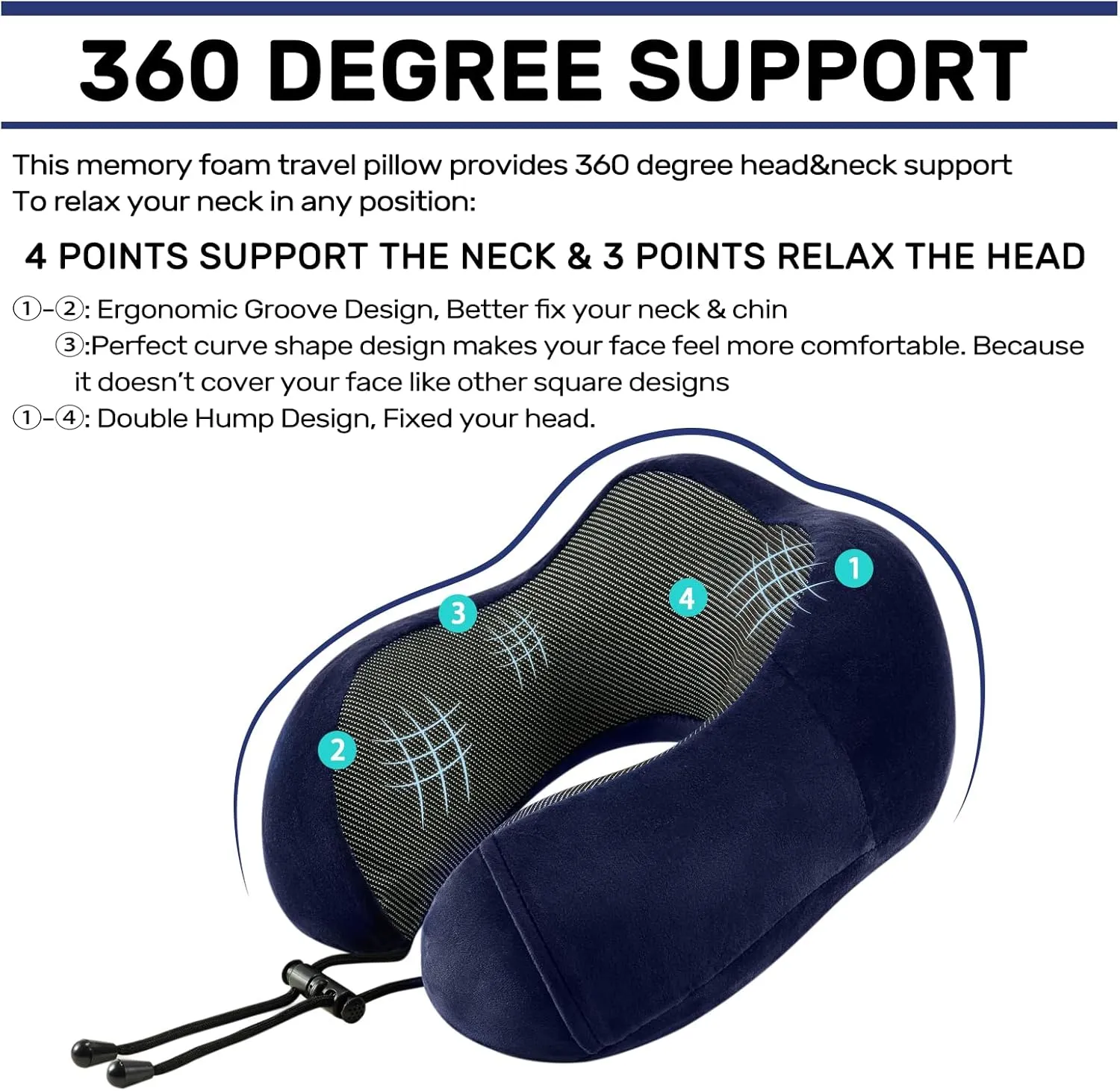 Travel Pillow for Airplane-2 Pack Memory Foam Neck Pillows, Soft & Support Travel Essentials for Travelling, Sleeping Rest, Car, Train and Home Use(Grey&Blue)